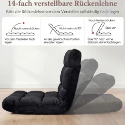 Klappbarer Bodenstuhl Bodensessel mit Verstellbarer Rückenlehne & Hochdichtem Schaumstoff Farbe wählbar