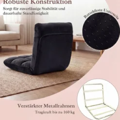 Klappbarer Bodenstuhl Bodensessel mit Verstellbarer Rückenlehne & Hochdichtem Schaumstoff Farbe wählbar