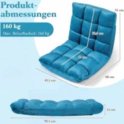 Klappbarer Bodenstuhl Bodensessel mit Verstellbarer Rückenlehne & Hochdichtem Schaumstoff Farbe wählbar