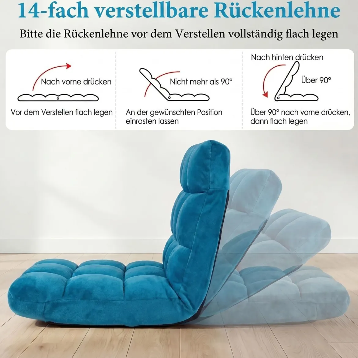 Klappbarer Bodenstuhl Bodensessel mit Verstellbarer Rückenlehne & Hochdichtem Schaumstoff Farbe wählbar