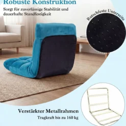 Klappbarer Bodenstuhl Bodensessel mit Verstellbarer Rückenlehne & Hochdichtem Schaumstoff Farbe wählbar