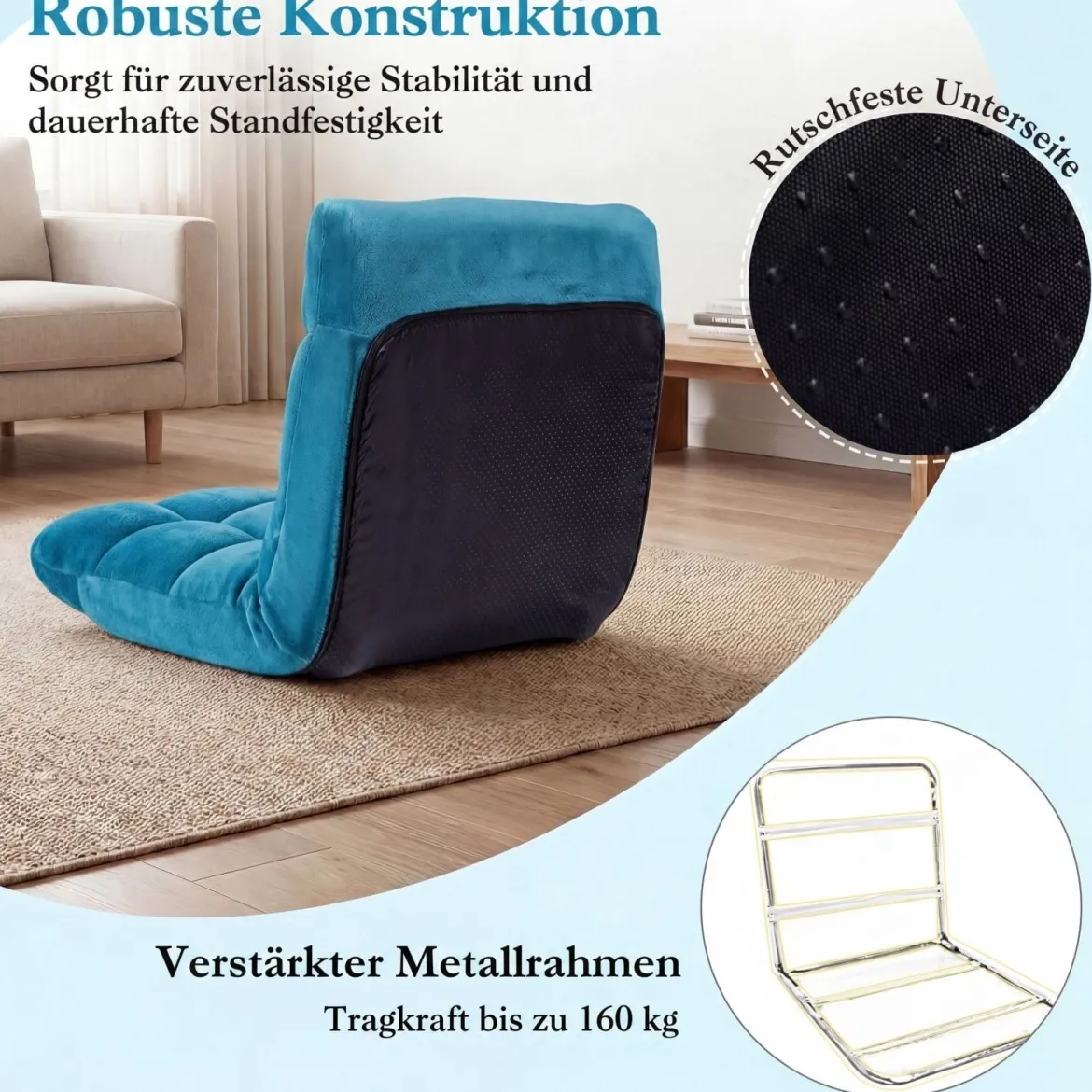 Klappbarer Bodenstuhl Bodensessel mit Verstellbarer Rückenlehne & Hochdichtem Schaumstoff Farbe wählbar