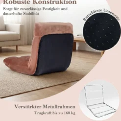 Klappbarer Bodenstuhl Bodensessel mit Verstellbarer Rückenlehne & Hochdichtem Schaumstoff Farbe wählbar