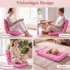 Klappbarer Bodenstuhl Bodensessel mit Verstellbarer Rückenlehne & Hochdichtem Schaumstoff Farbe wählbar