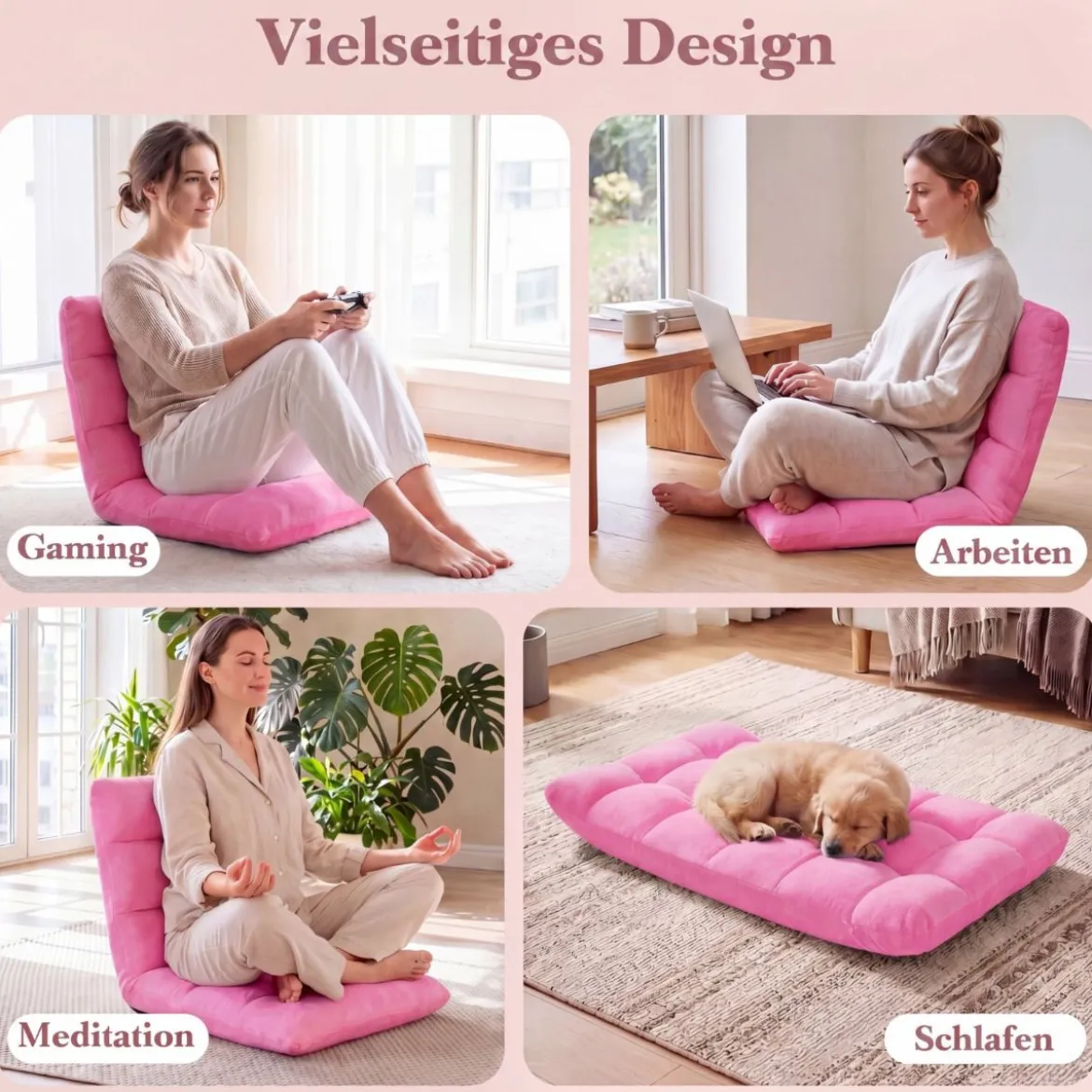Klappbarer Bodenstuhl Bodensessel mit Verstellbarer Rückenlehne & Hochdichtem Schaumstoff Farbe wählbar