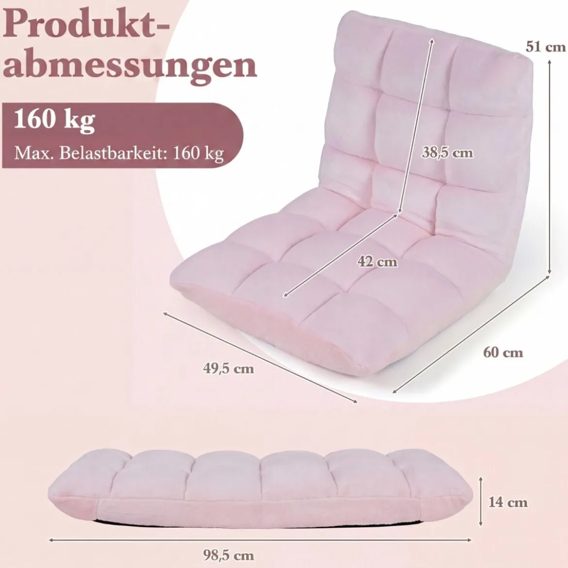 Klappbarer Bodenstuhl Bodensessel mit Verstellbarer Rückenlehne & Hochdichtem Schaumstoff Farbe wählbar