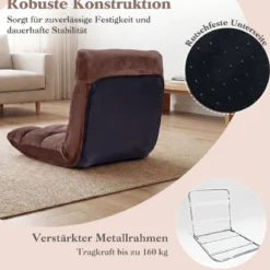 Klappbarer Bodenstuhl Bodensessel mit Verstellbarer Rückenlehne & Hochdichtem Schaumstoff Farbe wählbar