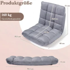 Klappbarer Bodenstuhl Bodensessel mit Verstellbarer Rückenlehne & Hochdichtem Schaumstoff Farbe wählbar