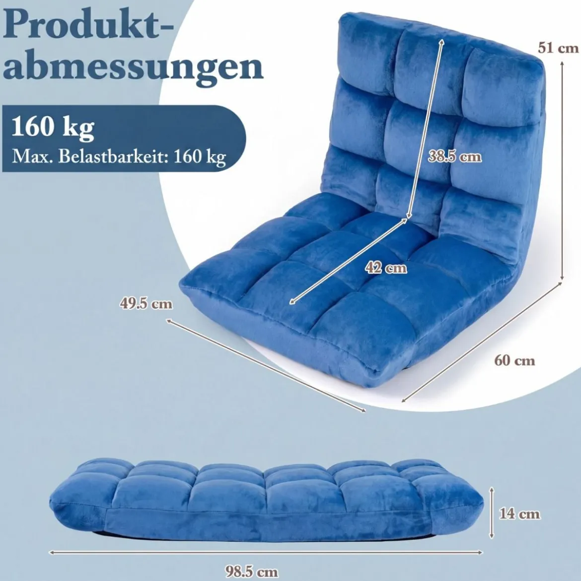Klappbarer Bodenstuhl Bodensessel mit Verstellbarer Rückenlehne & Hochdichtem Schaumstoff Farbe wählbar