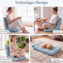 Klappbarer Bodenstuhl Bodensessel mit Verstellbarer Rückenlehne & Hochdichtem Schaumstoff Farbe wählbar