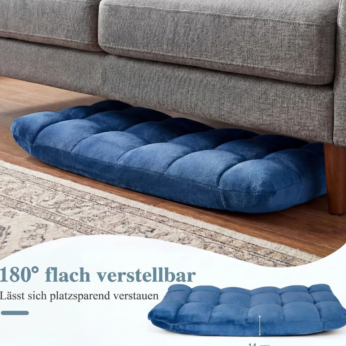 Klappbarer Bodenstuhl Bodensessel mit Verstellbarer Rückenlehne & Hochdichtem Schaumstoff 66,5 x 53 x 53 cm