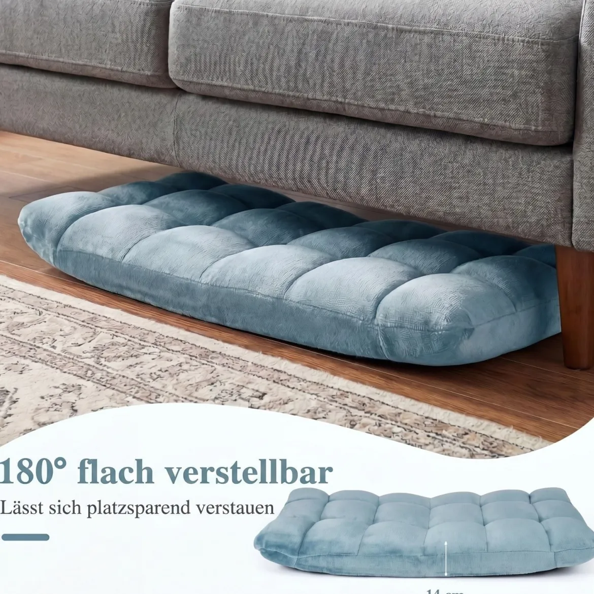 Klappbarer Bodenstuhl Bodensessel mit Verstellbarer Rückenlehne & Hochdichtem Schaumstoff 66,5 x 53 x 53 cm