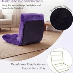 Klappbarer Bodenstuhl Bodensessel mit Verstellbarer Rückenlehne & Hochdichtem Schaumstoff 66,5 x 53 x 53 cm