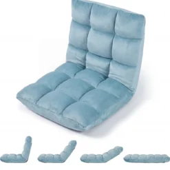 Klappbarer Bodenstuhl Bodensessel mit Verstellbarer Rückenlehne & Hochdichtem Schaumstoff 66,5 x 53 x 53 cm