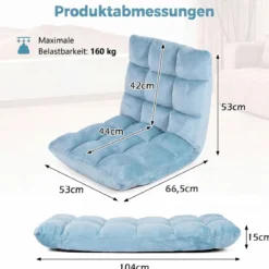 Klappbarer Bodenstuhl Bodensessel mit Verstellbarer Rückenlehne & Hochdichtem Schaumstoff 66,5 x 53 x 53 cm