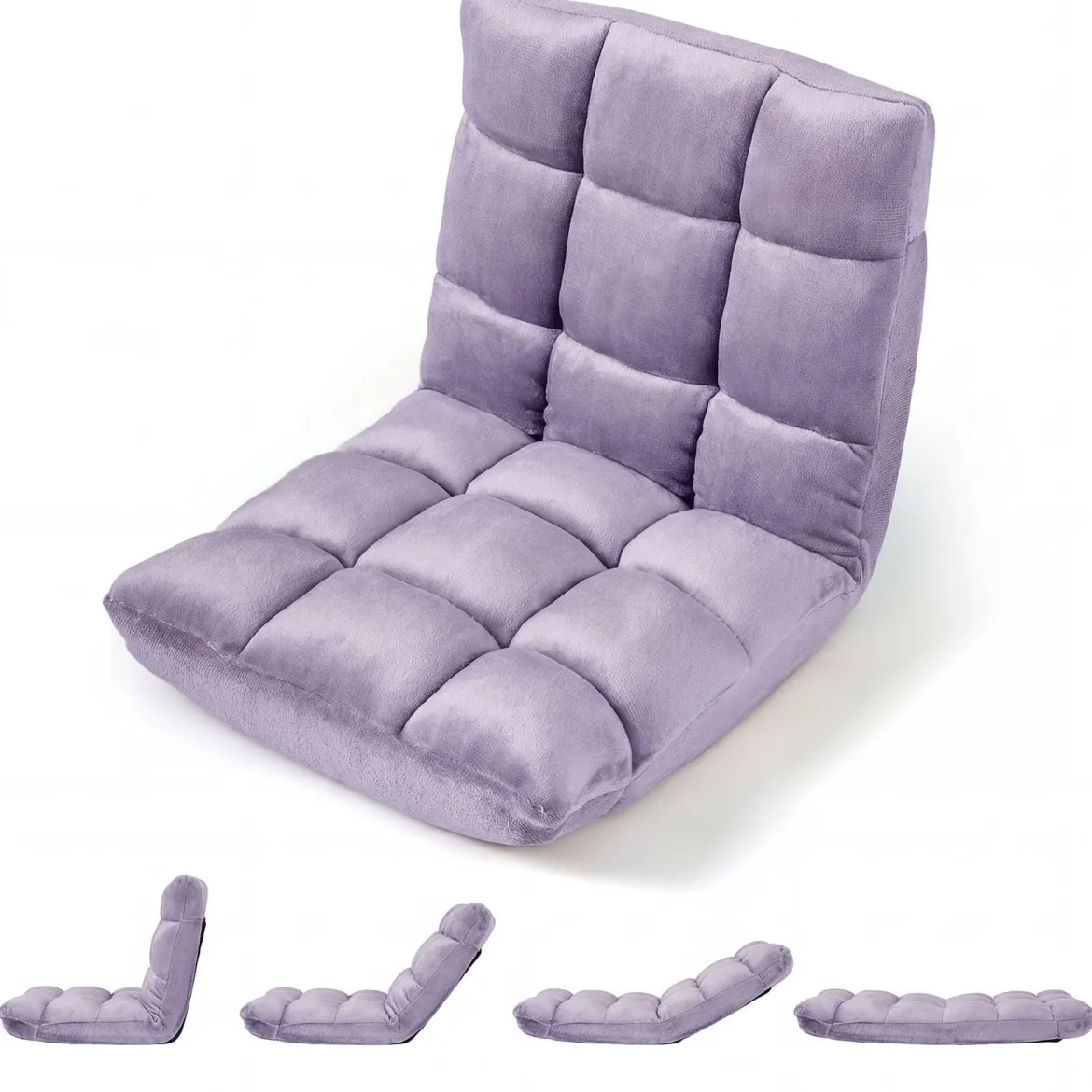 Klappbarer Bodenstuhl Bodensessel mit Verstellbarer Rückenlehne & Hochdichtem Schaumstoff 66,5 x 53 x 53 cm