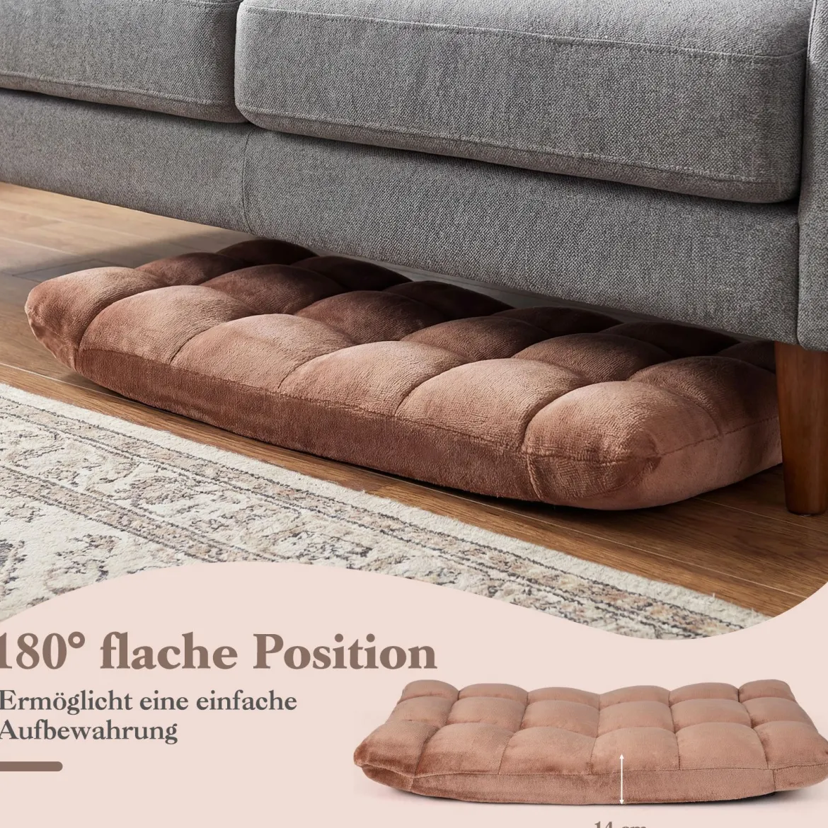 Klappbarer Bodenstuhl Bodensessel mit Verstellbarer Rückenlehne & Hochdichtem Schaumstoff 66,5 x 53 x 53 cm