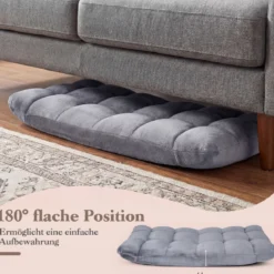 Klappbarer Bodenstuhl Bodensessel mit Verstellbarer Rückenlehne & Hochdichtem Schaumstoff 66,5 x 53 x 53 cm