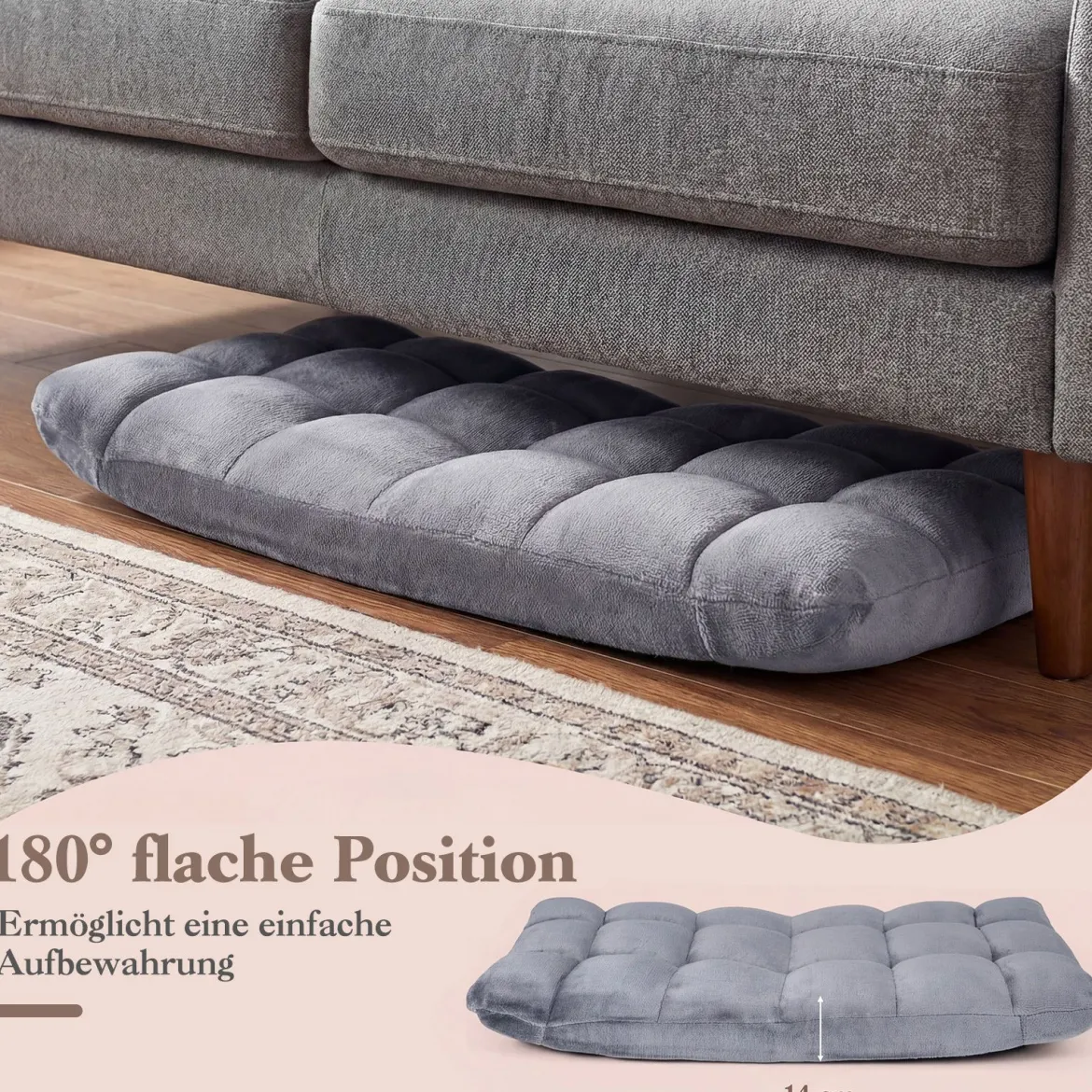Klappbarer Bodenstuhl Bodensessel mit Verstellbarer Rückenlehne & Hochdichtem Schaumstoff 66,5 x 53 x 53 cm