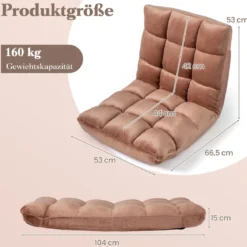 Klappbarer Bodenstuhl Bodensessel mit Verstellbarer Rückenlehne & Hochdichtem Schaumstoff 66,5 x 53 x 53 cm
