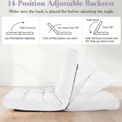 Klappbarer Bodenstuhl Bodensessel mit Verstellbarer Rückenlehne & Hochdichtem Schaumstoff 66,5 x 53 x 53 cm