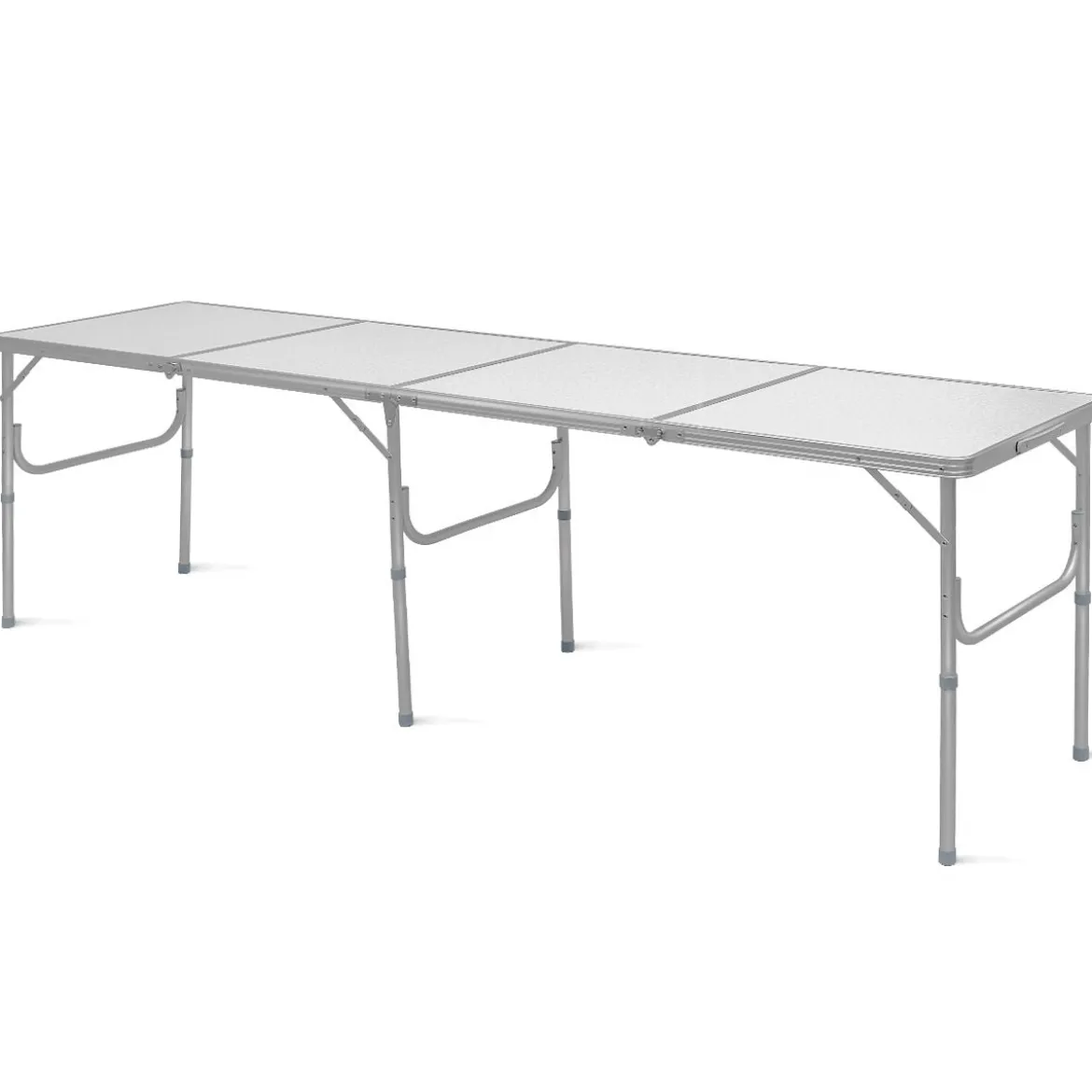 klappbarer Campingrtisch Aluminium Klapptisch 240 x 60 cm Picknicktisch Gartentisch für Indoor- und Outdoor Silber