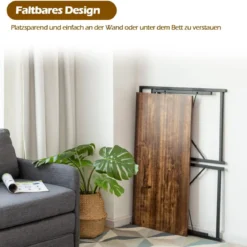 Klappbarer Computertisch Arbeitstisch mit Metallrahmen Laptop-Tisch bis 115 kg belastbar 100 x 50 x 75 cm Rustikales Braun