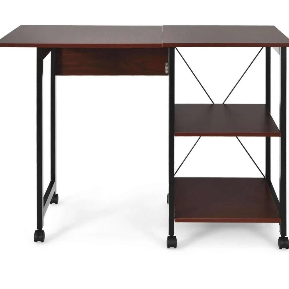Klappbarer Computertisch Moderner Schreibtisch mit 2-stufigen Ablagefächern 107,5 x 54 x 77 cm Braun