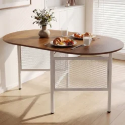 Klappbarer Esstisch für 6-8 Personen Platzsparender Klapptisch Ovaler Küchentisch Natur