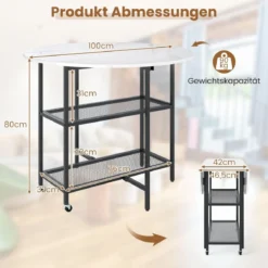 Klappbarer Esstisch mit Marmor Optik Mobiler Klapptisch für 4 Personen Küchentisch Weiß