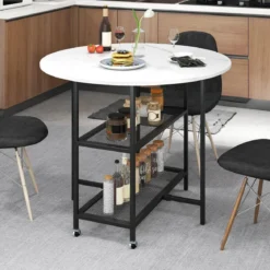 Klappbarer Esstisch mit Marmor Optik Mobiler Klapptisch für 4 Personen Küchentisch Weiß