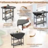 Klappbarer Esstisch mit Marmor Optik Mobiler Klapptisch für 4 Personen Küchentisch Schwarz