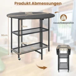 Klappbarer Esstisch mit Marmor Optik Mobiler Klapptisch für 4 Personen Küchentisch Schwarz