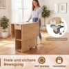 Klappbarer Esstisch mit 2 Rädern & 2-stufiger Ablagefläche & Schublade Klapptisch Natur