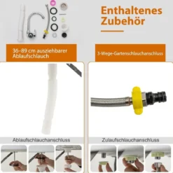 Klappbarer Fischreinigungstisch mit Spüle & Wasserhahn Tragbarer Campingtisch Weiß