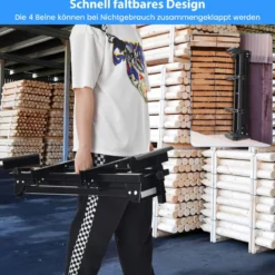 Klappbarer Gehrungssägenständer Universal-Sägeständer mit Ausziehbarer Länge 111 x 65 x 83–91,5 cm Schwarz