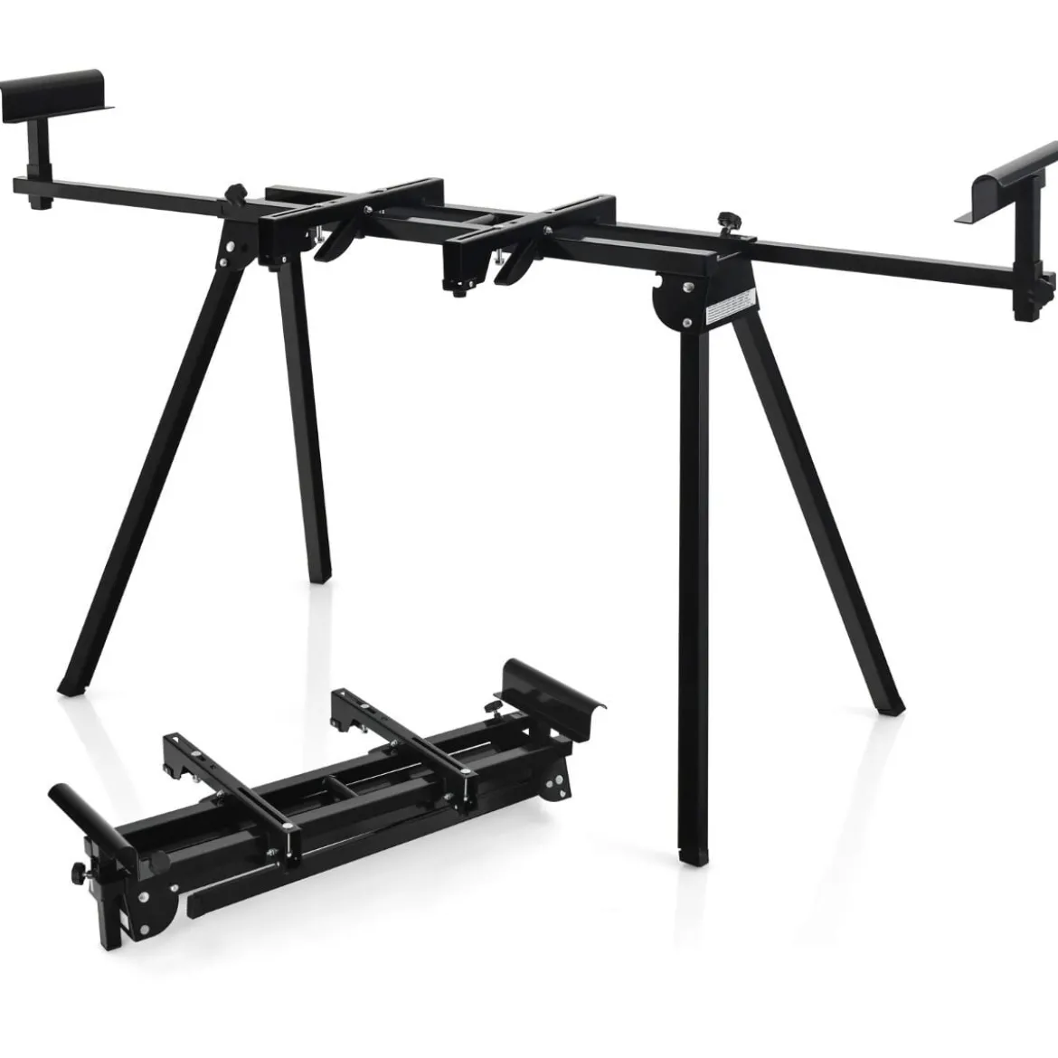Klappbarer Gehrungssägenständer Universal-Sägeständer mit Ausziehbarer Länge 111 x 65 x 83–91,5 cm Schwarz