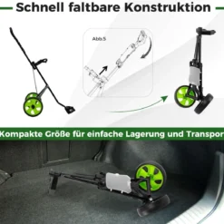 Klappbarer Golf Trolley aus Stahl mit Scorecardhalter 2 Rad Golftrolley Golf Bag Push Cart