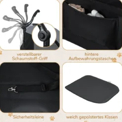 Klappbarer Haustierwagen mit Vordertür & Dachfenster & Verstellbarem Griff Belastbar bis 60 kg67 x 98 x 88 cm