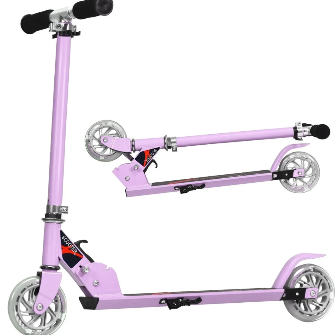 Klappbarer Höhenverstellbarer Kinder Scooter mit 2 blinkenden Räder für Kinder ab 4 Jahre Lila