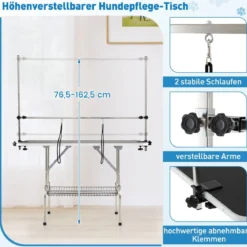 Klappbarer Hundepflegetisch Höhenverstellbarer Haustierpflegetisch Trimmtisch Schwarz