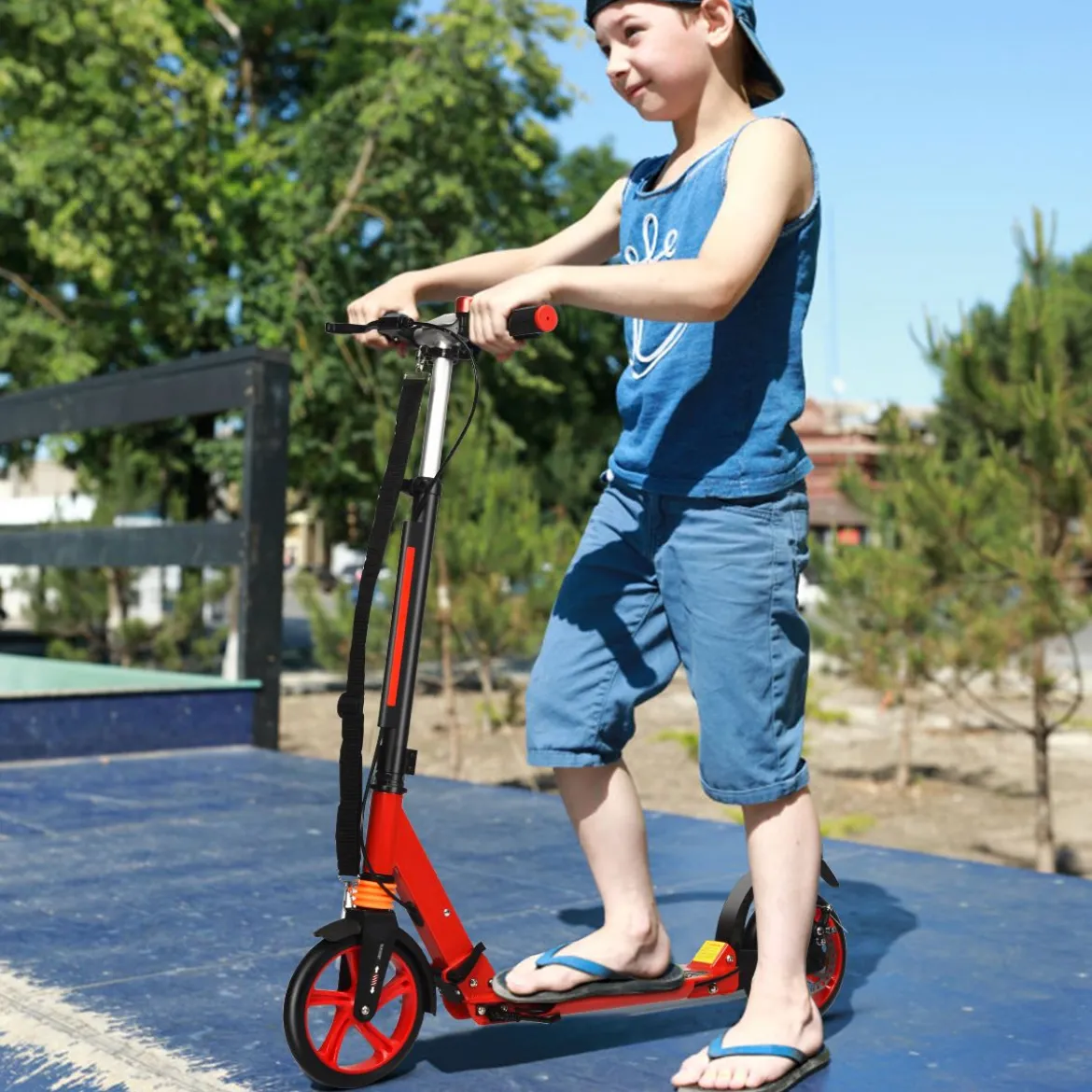 Klappbarer Kickscooter mit Klingel & Ständer Höhenverstellbarer Scooter Roller Tretroller