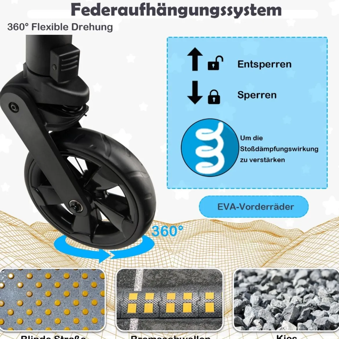 Klappbarer Kinderwagen mit Verstellbarem Verdeck & Aufbewahrungskorb Leichter Kinderbuggy