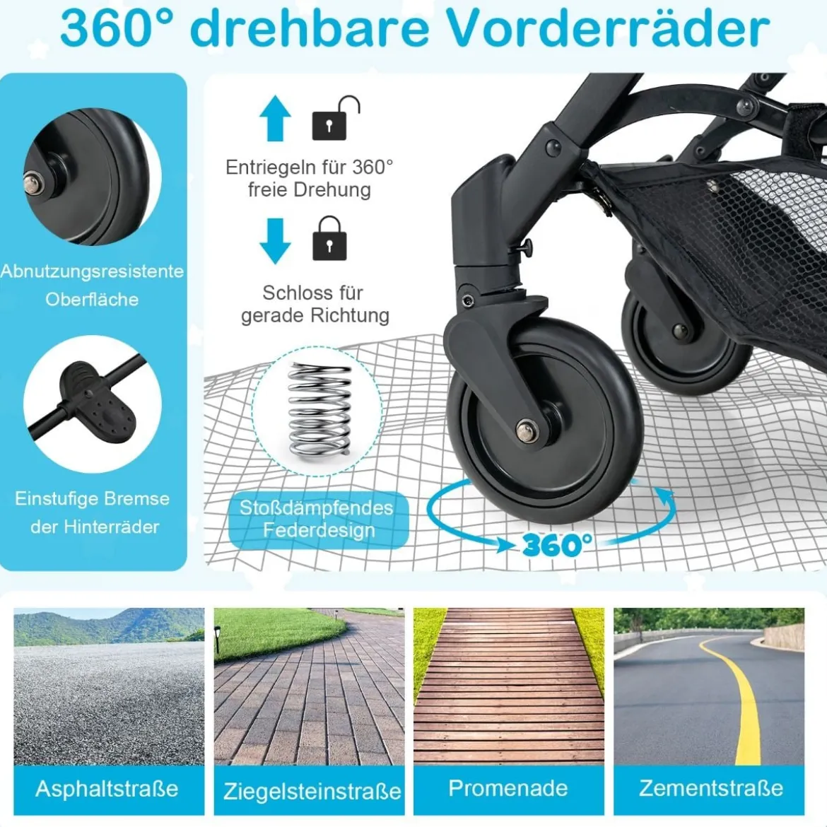 Klappbarer Kinderwagen Tragbarer Reisewagen für Kinder 79 x 47 x 97 cm Schwarz