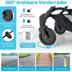 Klappbarer Kinderwagen Tragbarer Reisewagen für Kinder 79 x 47 x 97 cm Grau