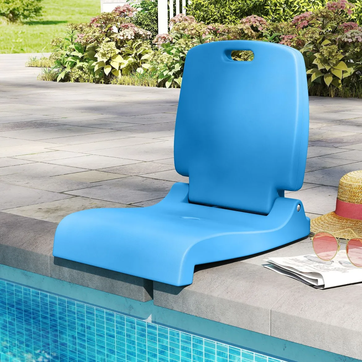 Klappbarer Klappsitz Tragbarer Outdoor-Stuhl mit Griff & Abflussloch Bodenstuhl Blau