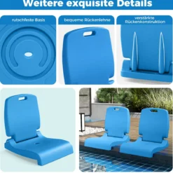 Klappbarer Klappsitz Tragbarer Outdoor-Stuhl mit Griff & Abflussloch Bodenstuhl Blau