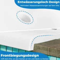 Klappbarer Klappsitz Tragbarer Outdoor-Stuhl mit Griff & Abflussloch Bodenstuhl Weiß