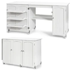 Klappbarer Nähtisch Nähschrank vielseitiger Basteltisch vielseitiger Basteltisch 158 x 50 x 75 cm Weiß