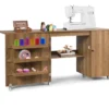 Klappbarer Nähtisch vielseitiger Basteltisch mit breiter Arbeitsplatte 158 x 50 x 75 cm Braun